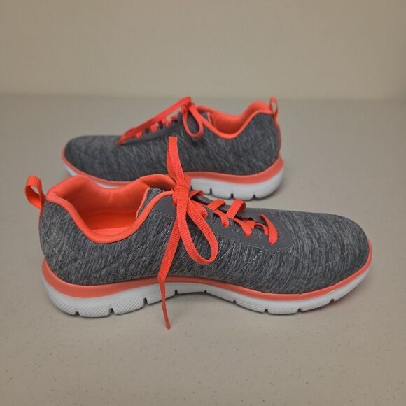 Skechers Womens Dual Lite Weight 12753 Gray / Pink Running Shoes Sneakers Size 7 - Picture 4 of 10